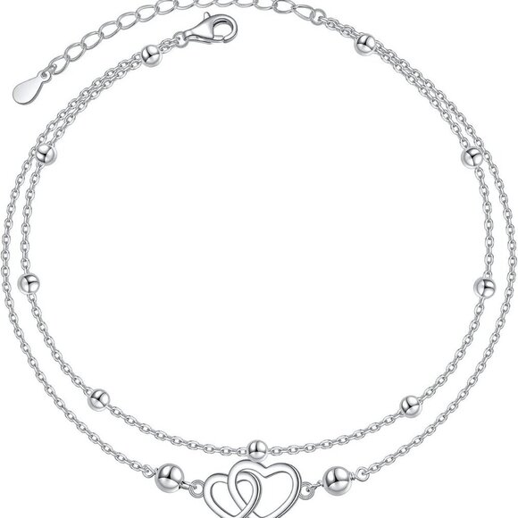 Anklet for Women S925 Sterling Silver Beach Style Foot Layered Adjustable Ankle